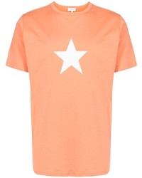 orange T-Shirt mit einem Rundhalsausschnitt mit Sternenmuster