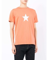 orange T-Shirt mit einem Rundhalsausschnitt mit Sternenmuster von agnès b.