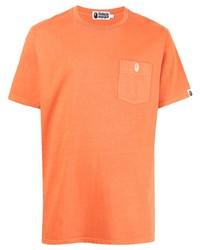 orange T-Shirt mit einem Rundhalsausschnitt von A Bathing Ape