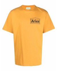 orange T-Shirt mit einem Rundhalsausschnitt von Aries