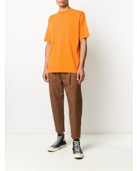 orange T-Shirt mit einem Rundhalsausschnitt von Drôle De Monsieur