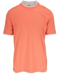 orange T-Shirt mit einem Rundhalsausschnitt von Brunello Cucinelli