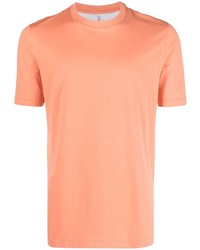 orange T-Shirt mit einem Rundhalsausschnitt von Brunello Cucinelli