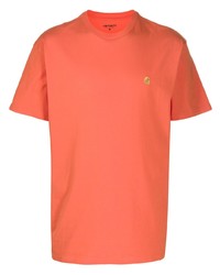 orange T-Shirt mit einem Rundhalsausschnitt von Carhartt WIP