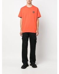 orange T-Shirt mit einem Rundhalsausschnitt von Stone Island