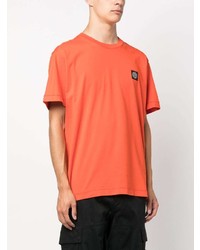 orange T-Shirt mit einem Rundhalsausschnitt von Stone Island