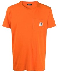 orange T-Shirt mit einem Rundhalsausschnitt von Diesel