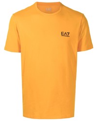 orange T-Shirt mit einem Rundhalsausschnitt von Ea7 Emporio Armani