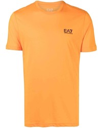 orange T-Shirt mit einem Rundhalsausschnitt von Ea7 Emporio Armani