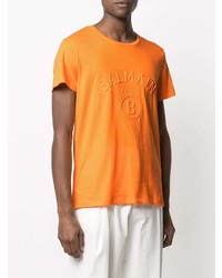 orange T-Shirt mit einem Rundhalsausschnitt von Balmain