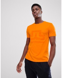 orange T-Shirt mit einem Rundhalsausschnitt von J. Lindeberg