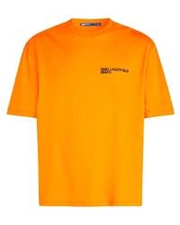 orange T-Shirt mit einem Rundhalsausschnitt von KARL LAGERFELD JEANS