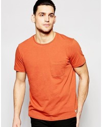 orange T-Shirt mit einem Rundhalsausschnitt von Lee