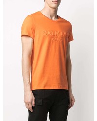 orange T-Shirt mit einem Rundhalsausschnitt von Balmain