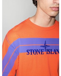 orange T-Shirt mit einem Rundhalsausschnitt von Stone Island