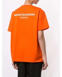 orange T-Shirt mit einem Rundhalsausschnitt von Wooyoungmi