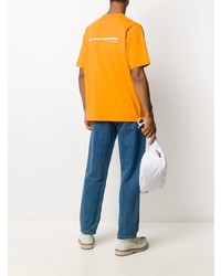 orange T-Shirt mit einem Rundhalsausschnitt von Drôle De Monsieur