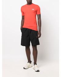 orange T-Shirt mit einem Rundhalsausschnitt von Ea7 Emporio Armani