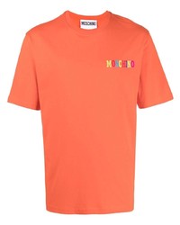 orange T-Shirt mit einem Rundhalsausschnitt von Moschino