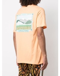 orange T-Shirt mit einem Rundhalsausschnitt von Stussy