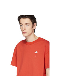 orange T-Shirt mit einem Rundhalsausschnitt von Palm Angels