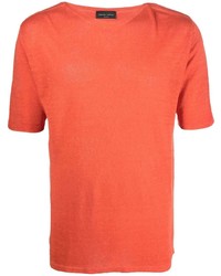 orange T-Shirt mit einem Rundhalsausschnitt von Roberto Collina