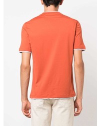 orange T-Shirt mit einem Rundhalsausschnitt von Brunello Cucinelli