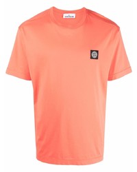 orange T-Shirt mit einem Rundhalsausschnitt von Stone Island