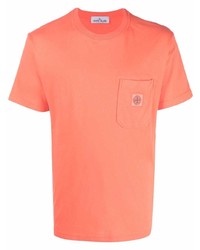 orange T-Shirt mit einem Rundhalsausschnitt von Stone Island