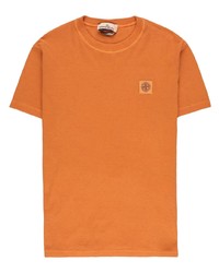 orange T-Shirt mit einem Rundhalsausschnitt von Stone Island