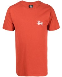 orange T-Shirt mit einem Rundhalsausschnitt von Stussy