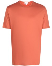 orange T-Shirt mit einem Rundhalsausschnitt von Sunspel