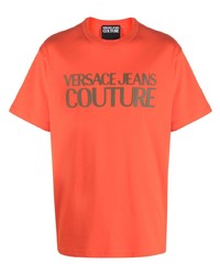orange T-Shirt mit einem Rundhalsausschnitt von VERSACE JEANS COUTURE