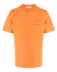 orange T-Shirt mit einem Rundhalsausschnitt von Wood Wood