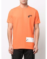 orange T-Shirt mit einem Rundhalsausschnitt von Off-White