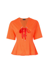 orange T-Shirt mit einem V-Ausschnitt von G.V.G.V.
