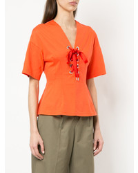 orange T-Shirt mit einem V-Ausschnitt von G.V.G.V.