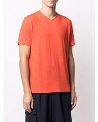 orange T-Shirt mit einem V-Ausschnitt von Majestic Filatures