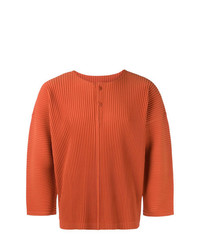orange T-shirt mit einer Knopfleiste von Homme Plissé Issey Miyake