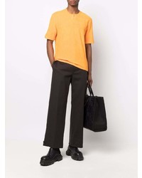 orange T-shirt mit einer Knopfleiste von Bottega Veneta