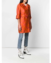 orange Trenchcoat mit Blumenmuster von Herno