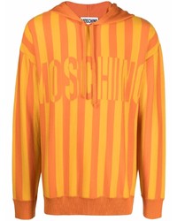 orange vertikal gestreifter Pullover mit einem Kapuze