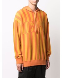 orange vertikal gestreifter Pullover mit einem Kapuze von Moschino