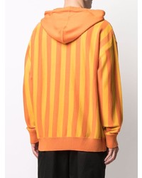 orange vertikal gestreifter Pullover mit einem Kapuze von Moschino