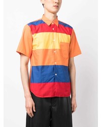 orange vertikal gestreiftes Kurzarmhemd von Comme des Garcons Homme Deux