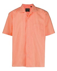 orange vertikal gestreiftes Kurzarmhemd von Gitman Vintage