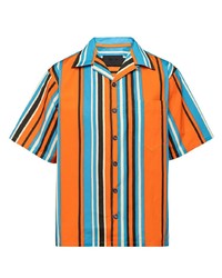 orange vertikal gestreiftes Kurzarmhemd von Prada