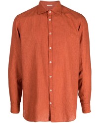 orange vertikal gestreiftes Langarmhemd von Massimo Alba