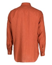 orange vertikal gestreiftes Langarmhemd von Massimo Alba