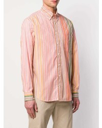 orange vertikal gestreiftes Langarmhemd von Gitman Vintage
